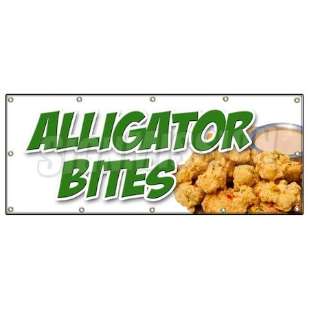 Signmission Alligator Bites Banner Heavy Duty 13 Oz Vinyl with Grommets B-120 Alligator Bites